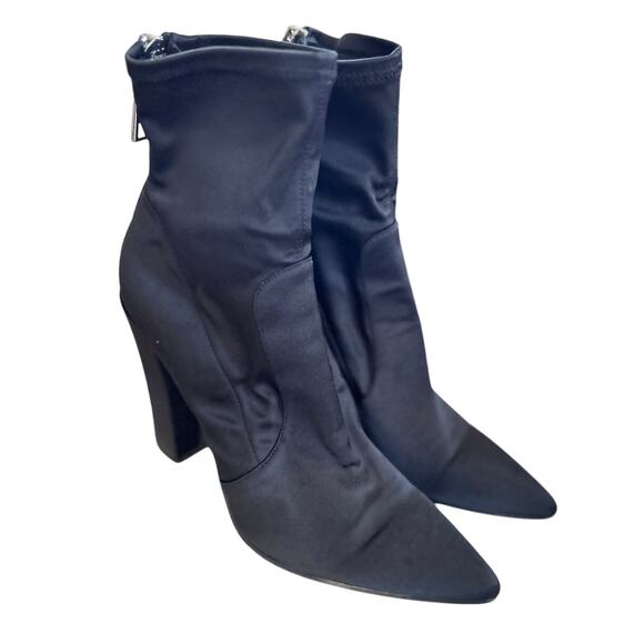 Dolce Vita Elana Black Satin Pointed Toe Sock Boot - Picture 2 of 10